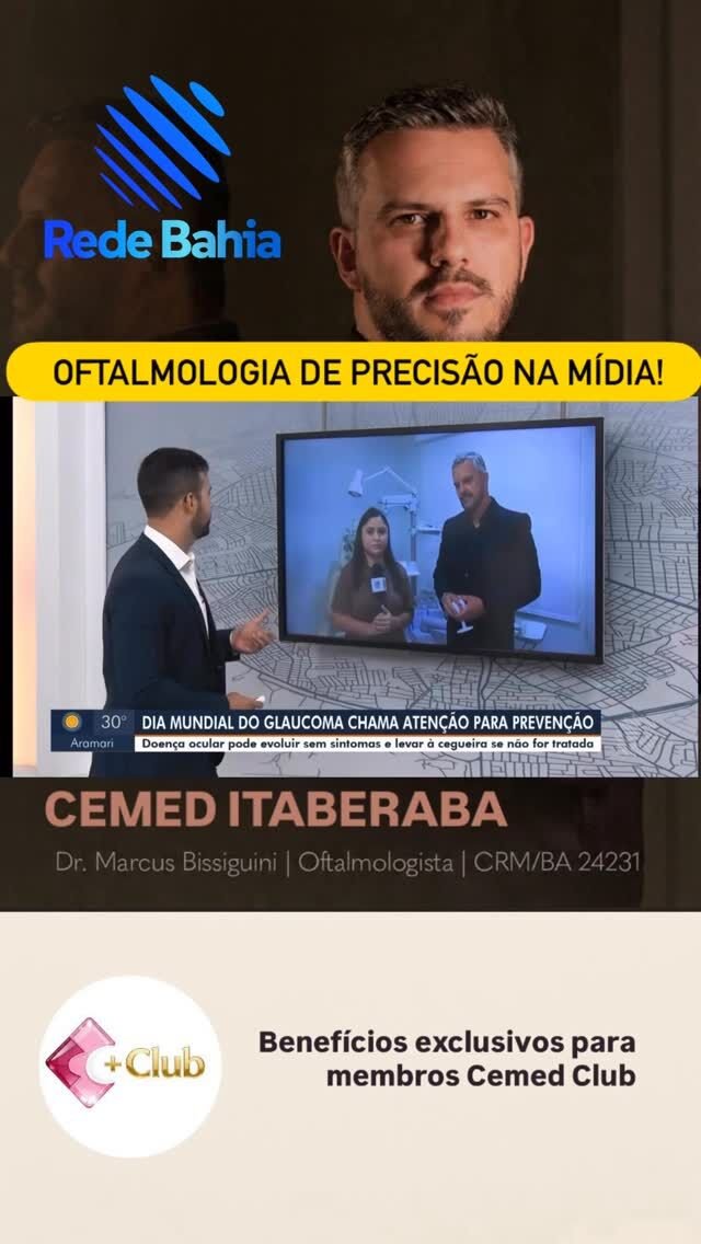 Nosso especialista em Oftalmologia, Dr. Marcus Bissiguini (CRM/BA 24231), brilhou no Bahia Meio Dia, da TV Subaé, levando informação crucial sobre:•	Prevenção de Doenças Oculares: Como proteger sua visão a longo prazo.•	Cirurgia de Catarata de Alta Precisão: A tecnologia que devolve a clareza.•	Lentes Premium: A escolha para uma visão sem limites.Essa participação não é apenas uma notícia; é a prova social do nosso compromisso com a Medicina de Precisão em Itaberaba e todo o Portal da Chapada.O Dr. Marcus Bissiguini é a autoridade que você precisa para cuidar da sua visão com excelência.Por que a Cemed C+ é a sua melhor opção?1.	Expertise Comprovada: Nossos médicos são referências, com reconhecimento midiático e científico.
2.	Tecnologia de Ponta: Equipamentos de última geração para diagnósticos e tratamentos precisos.
3.	Cuidado Humanizado: Uma abordagem que vê você por inteiro, integrando a saúde ocular à sua longevidade.Quer ter acesso à mesma excelência que a TV destaca?Agende sua consulta com o Dr. Marcus Bissiguini em:📍 Cemed Itaberaba: Sua saúde ocular no coração do Portal da Chapada.
📍 Cemed Feira de Santana (Ed. Charmant): Atendimento Prime no Portal do Sertão.___